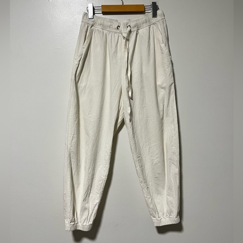 Oak + Fort White Cotton Jogger Pants – Women’s Size M – Drawstring Waist